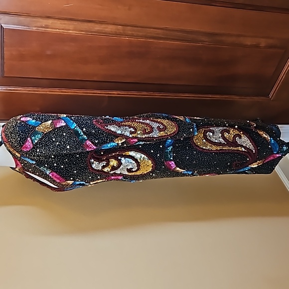 VINTAGE IN VOGUE DRESS MADE IN INDIA 8 BEADED SEQUINS 100% SILK 100% RAYON - Picture 8 of 13